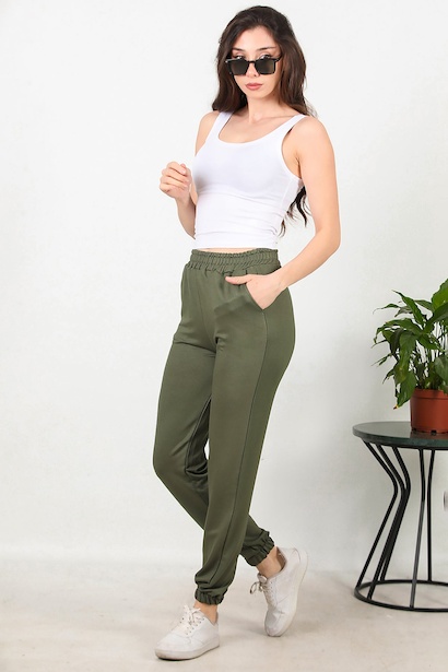 Kadın Bel-paça Lastikli Eşofman  Haki