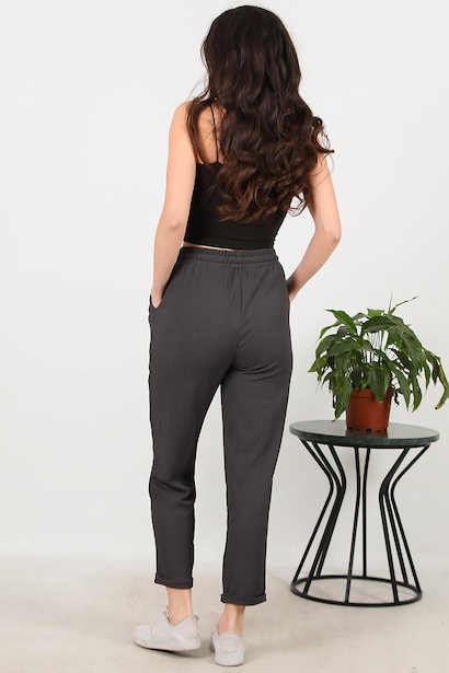 Kadın Bürümcük Duble Paça Pantolon  Antrasit 6