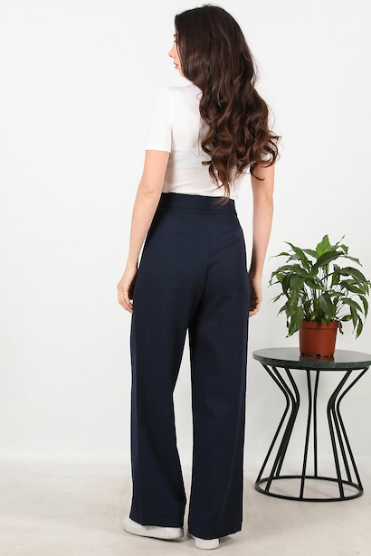 Kadın Cırtlı Plazza Pantolon  Lacivert 6