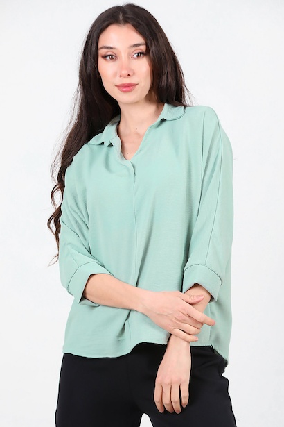 Kadın Gömlek Yaka Bluz 