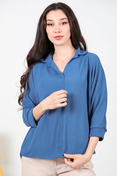 Kadın Gömlek Yaka Bluz 