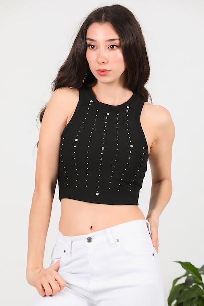 Kadın Kalın Askılı Taşlı Bady 