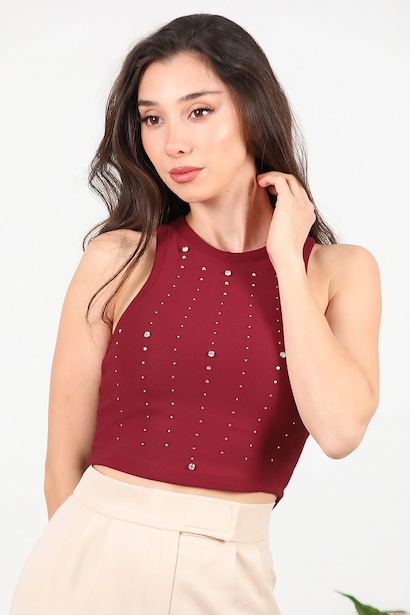 Kadın Kalın Askılı Taşlı Bady 