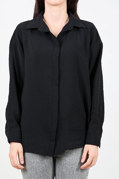 Kadın Uzun Kol Gömlek  Siyah 6