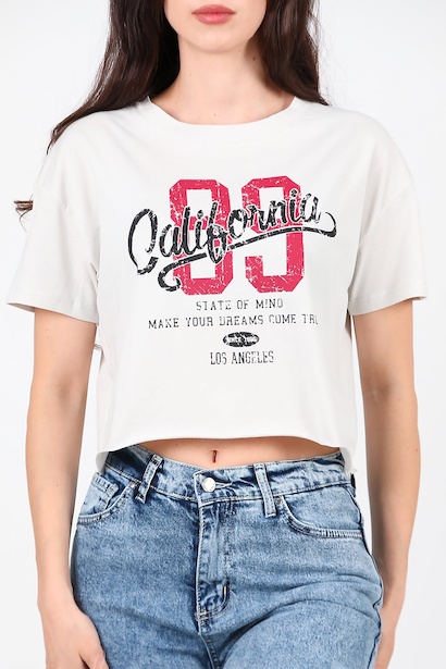 Kadın Baskılı Kısa Tshırt  Taş 6