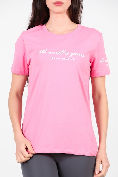 Kadın Bisiklet Yaka Tshırt  Pembe 6