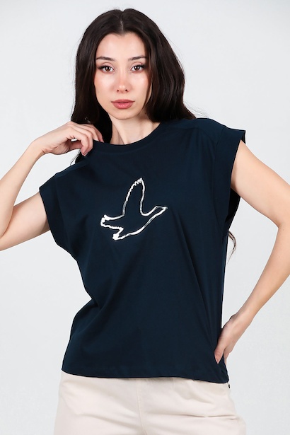 Kadın Baskılı Kolsuz Bluz 