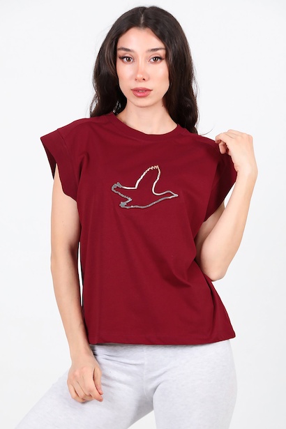 Kadın Baskılı Kolsuz Bluz 