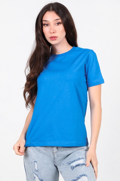 Kadın Omzu Çimalı Basıc Tshırt 