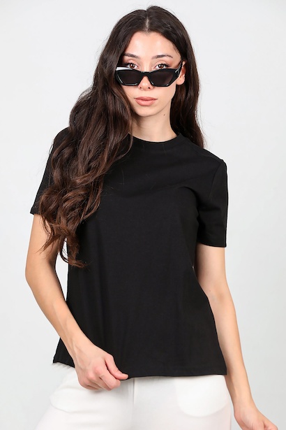 Kadın Omzu Çimalı Basıc Tshırt 