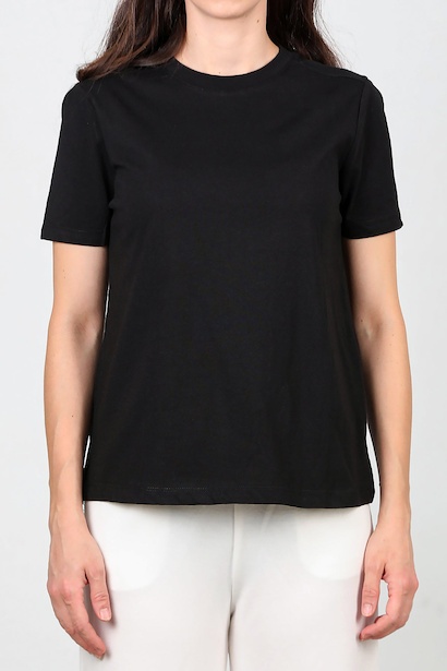 Kadın Omzu Çimalı Basıc Tshırt  Siyah 6