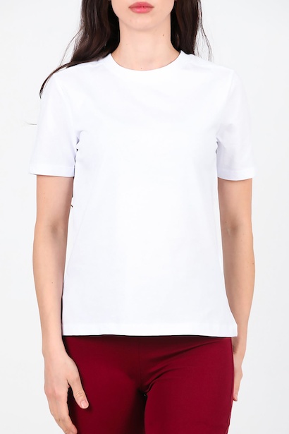 Kadın Omzu Çimalı Basıc Tshırt  Ekru 6