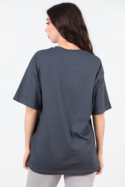 Kadın Baskılı Tshırt  Füme 6