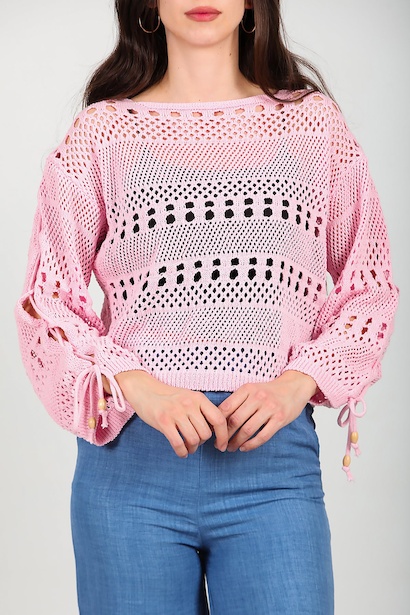 Kadın Kol Bağcıklı Triko  Pembe 6