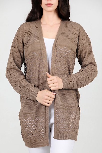 Kadın Delikli Hırka  Kahverengi 6