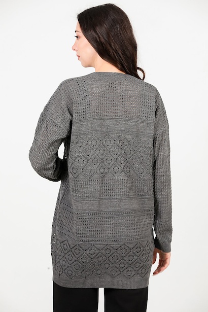 Kadın Delikli Hırka  Antrasit 6