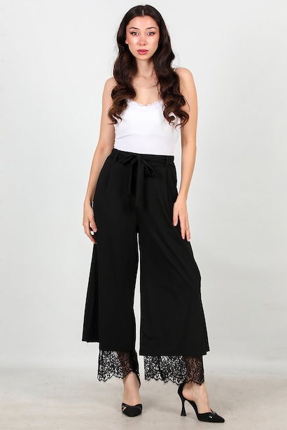 Kadın Paça Dantelli Geniş Pantolon 