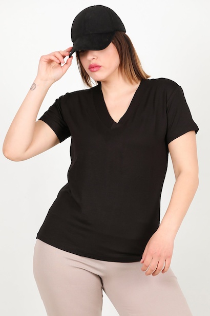 Büyük Beden V Yaka Tshırt 