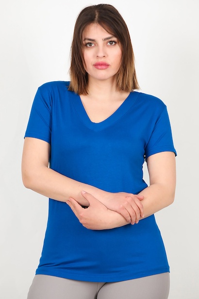 Büyük Beden V Yaka Tshırt 