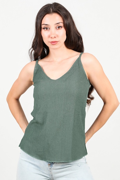 Kadın İp Askılı Krinkıl Bluz 