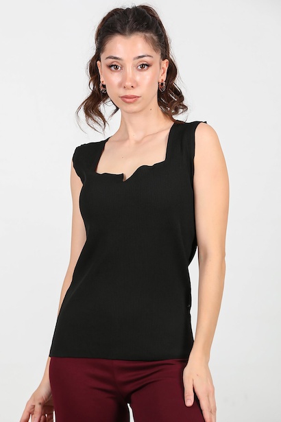 Kadın Kare Yaka Fitilli Bluz 