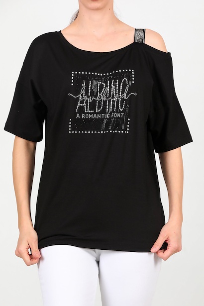 Kadın Taşlı Bluz  Siyah 6