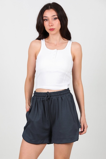 Kadın Cepli Şort  Füme 6