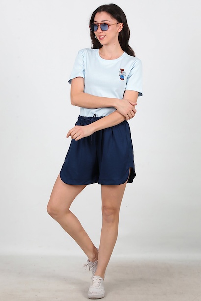 Kadın Cepli Şort  Lacivert 6