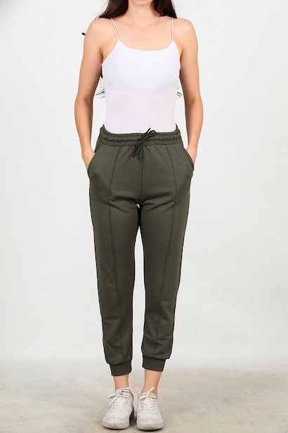 Kadın Paça Manşet Çimalı Eşofman  Haki 6