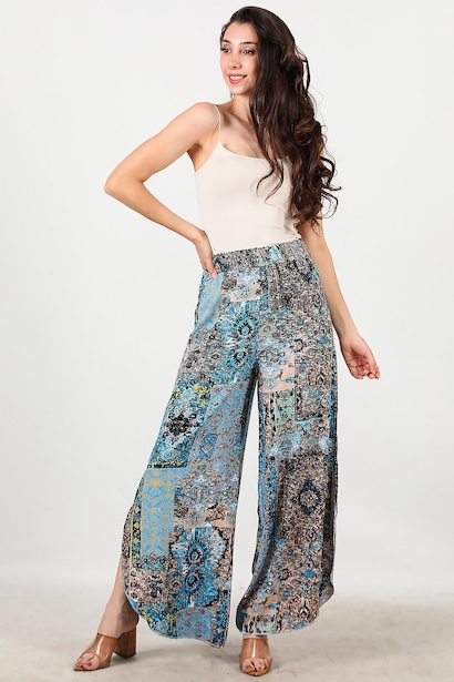 Kadın Mendil Paça Desenli Pantolon 