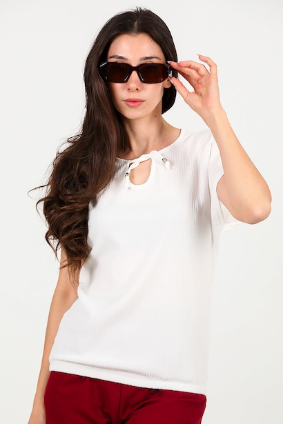 Kadın Önü Bağlama Krinkıl Bluz 