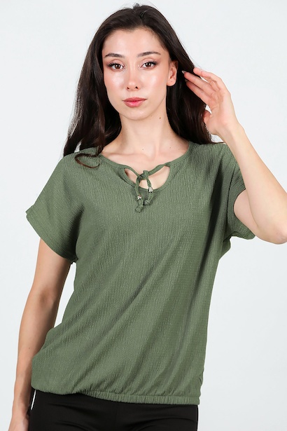 Kadın Önü Bağlama Krinkıl Bluz 