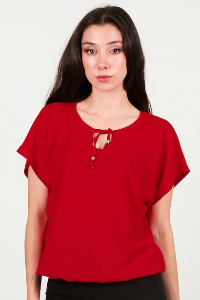 Kadın Önü Bağlama Krinkıl Bluz 