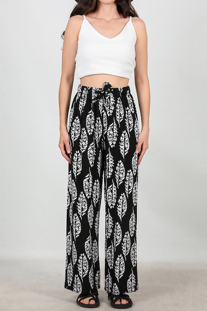 Kadın Bol Paça Desenli Pantolon  Çok Renkli 6