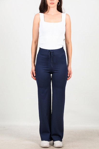 Kadın Fitilli Bol Paça Pantolon  Lacivert 6