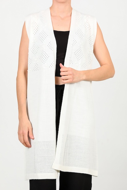 Kadın Triko Yelek  Ekru 6