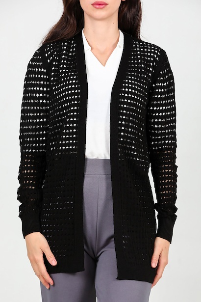 Kadın Delikli Hırka  Siyah 6