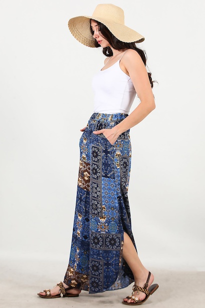 Kadın Mendil Paça Desenli Pantolon 