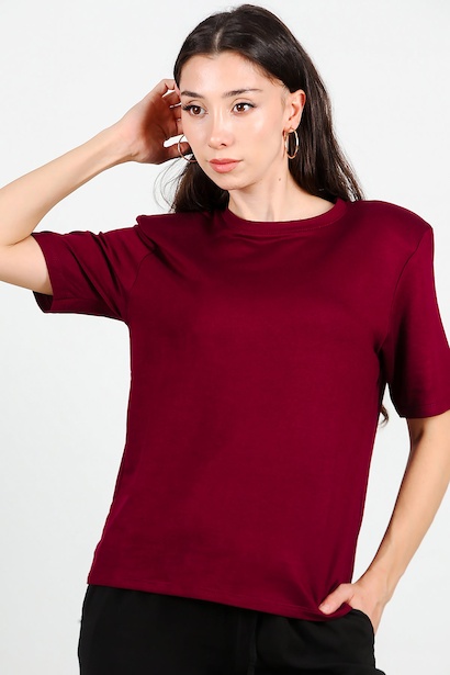 Kadın Bisiklet Yaka Vatkalı Tshırt 