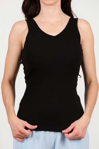 Kadın Kaşkorse Kalın Askılı Bluz  Siyah 6