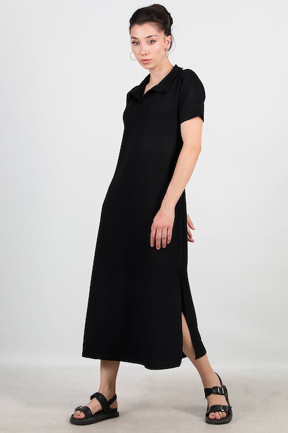 Kadın İki İplik Patlı Yakalı Elbise 