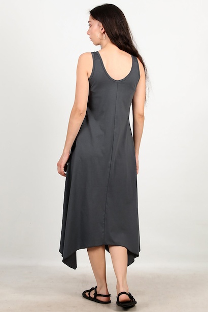 Kadın Kol Halka Detay Uzun Elbise  Füme 6