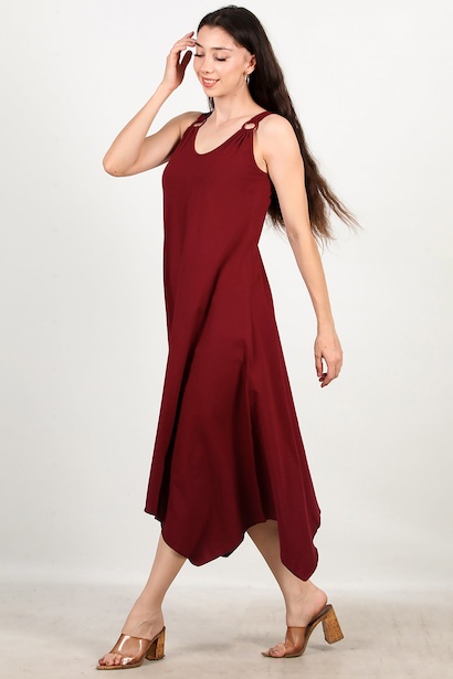 Kadın Kol Halka Detay Uzun Elbise 