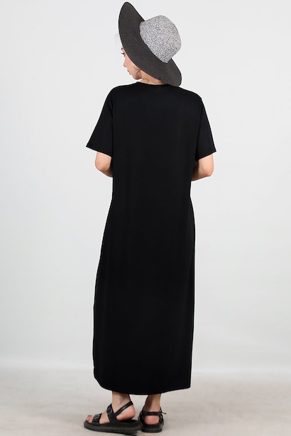 Kadın Kuş Baskılı Kısa Kol Elbise  Siyah 6