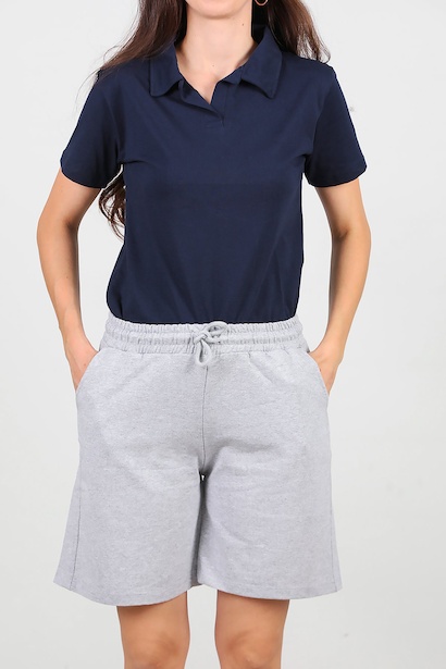 Kadın İki İplik Şort  Gri 6