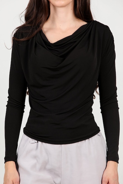 Kadın Degaje Yaka Bluz  Siyah 6