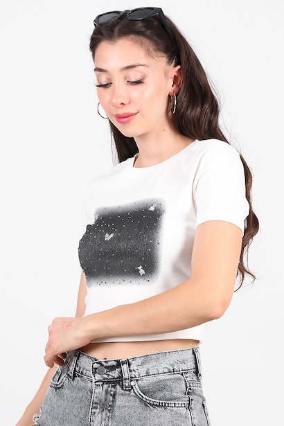 Kadın Taş Baskılı Tshırt 