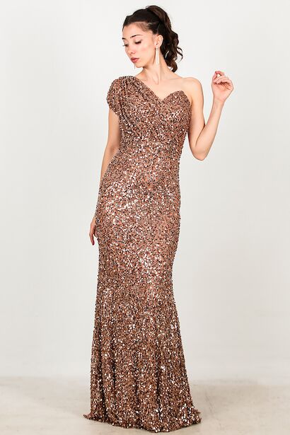 Kadın Tek Omuz Uzun Abiye 