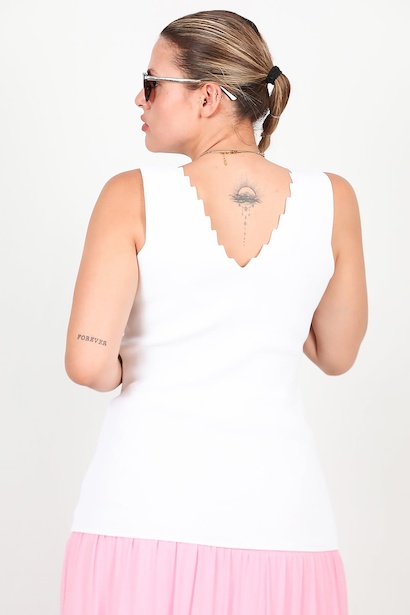 Büyük Beden Merdiven Yaka Bluz  Ekru 6