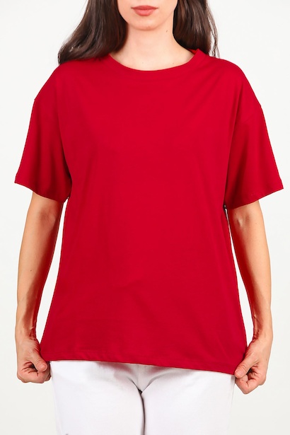 Kadın Owersize T-shirt  Kırmızı 6